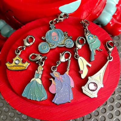 Disney Jewelry | Disney Cinderella 7ea Charms | Color: Blue/Pink | Size: See Description And Pics