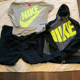 Nike Other | Nike 3 Piece Set Therma Fit Jacket/Pants Gray Lng Sl Tee..Black, Gray, Yellow M | Color: Black/Gray | Size: M