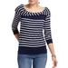 Anthropologie Tops | Anthropologie Bordeaux Sawyer Navy Striped Boat-Neck Top Size Small | Color: Blue/Gray | Size: S