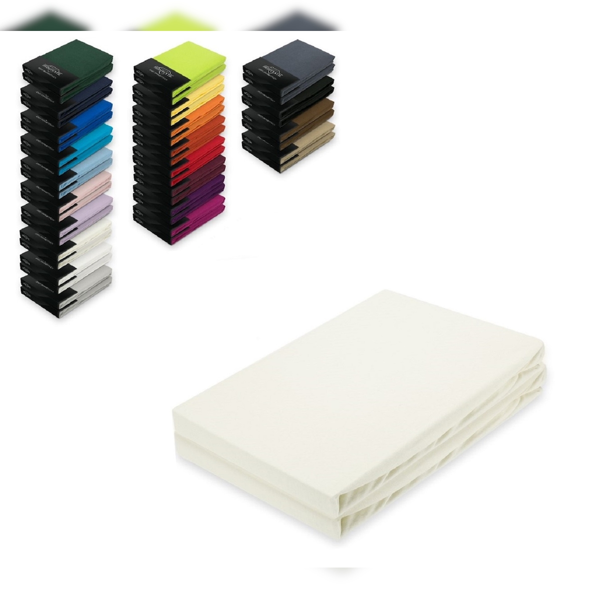 EXKLUSIV HEIMTEXTIL Doppelpack Jersey Spannbettlaken 90 - 100 x 200 cm Naturweiss Image