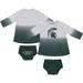 Newborn & Infant Colosseum Gray/Green Michigan State Spartans Hand in Ombre Dress Bloomers Set