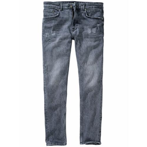 Mey & Edlich Herren Jeans-Hose Slim Tapered Grau einfarbig