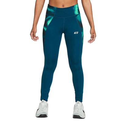 Nike Damen Dri-Fit One Icon Clash Mid-Rise Leggings blau