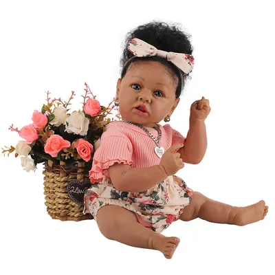 Saskia réaliste Reborn Toddler pour bébé fille peau brune foncée afro-américaine câlin beurre