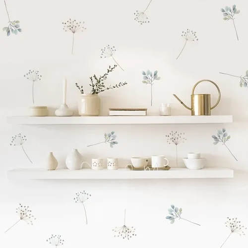 Dessin animé aquarelle plantes florales autocollant mural vinyle amovible bricolage décalcomanies autocollant mural chambre d'enfants salon intérieur décor à la maison