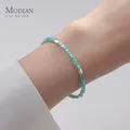 Modian – Bracelet carré en argent Sterling 925 véritable cadeau en cristal vert réglable pour