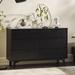 Mercury Row® Helmick Groove 6 Drawer Double Dresser Wood in Black | 32.75 H x 52 W x 16 D in | Wayfair 864E1150C0D14C2AA24DAF77B22CE7A8