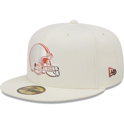 Men's New Era Cream Cleveland Browns Chrome Color Dim 59FIFTY Fitted Hat