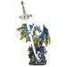 Q-Max 15"H Blue Dragon with Sword on Arch Statue Fantasy Decoration Figurine