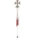 Q-Max 28" Long Green Cross Wind Chime with Copper Gem