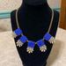 J. Crew Jewelry | Bnwt J Crew Royal Blue & Crystal Art Deco Style Necklace | Color: Black/Gold | Size: Os