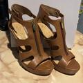 Jessica Simpson Shoes | Jessica Simpson, 4 Inch Dark, Beige, High Heeled Sandal | Color: Tan | Size: 8