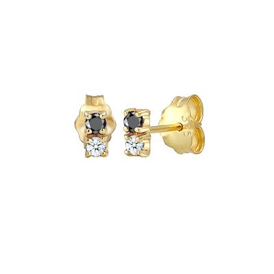 Elli DIAMONDS - Bi-Color Schwarz Weiß Diamant (0.12 ct) 375er Gold Ohrringe 1 ct Damen (183.99 € / 1 ct) Image
