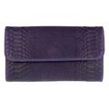 Girly Handbags Womens Snake Print Suede Clutch Bag Italian Leather - Dark Purple