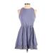 Rewind Casual Dress - A-Line Crew Neck Sleeveless: Purple Print Dresses - Women's Size Small