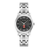 Women's Bulova Black Illinois Fighting Illini Corporate Collection Stainless Steel Watch