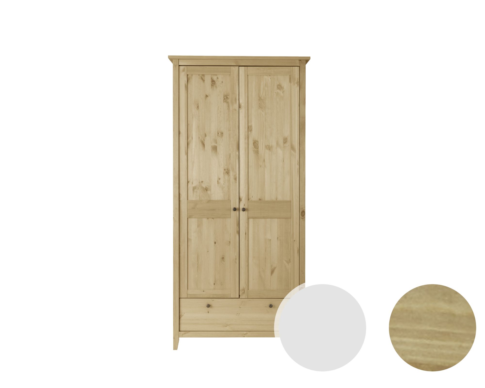 Massivholz »Solvita« Kleiderschrank 2-türig II laugenfarbig laugenfarbig