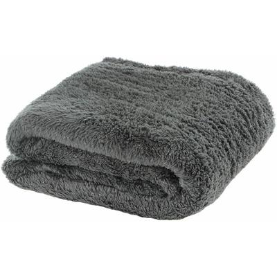 Luxury Shaggy Fleece Blanket With Shiny Lurex Large Soft Warm Home Sofa Bed Throw Dark Grey