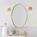 ANDY STAR Modern 22 x 30 Inch Oval Wall Hanging Bathroom Vanity Mirror, Gold - 14.33