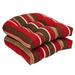 Pillow Perfect Outdoor Red/ Brown Striped Seat Cushions (Set of 2)