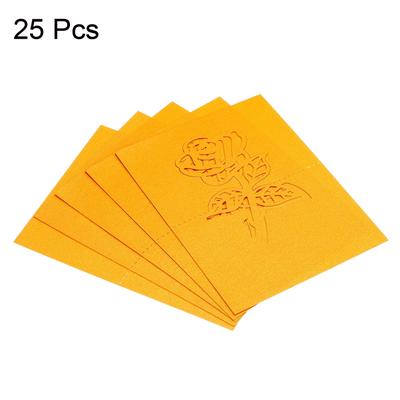 Table Name Place Cards,25Pcs Rose Cut Design Blank Card Yellow