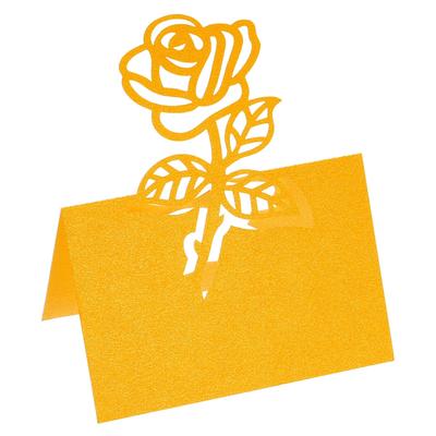 Table Name Place Cards,50Pcs Rose Cut Design Blank Card Yellow