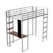 Mason & Marbles Twin Metal Loft Bed w/ 2 Shelves & One Desk, BLACK Metal in Gray | 71.6 H x 42 W x 80 D in | Wayfair