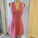 Lilly Pulitzer Dresses | Lilly Pulitzer Dress Briana Stripe Fit And Flare V Neck Pink Size M | Color: Pink/White | Size: M