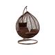Rattan Swing Egg Chair Hanging Garden Hammock with Cushions & Stand Outdoor Indoor Furniture (Brown Egg Chair & Brown Cushion)