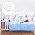 5 Piece Bedding Set Duvet Pillow with Covers & Cotton Sheet for 120x60 cm Baby Cot Bed (Ocean Blue)