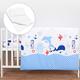 5 Piece Bedding Set Duvet Pillow with Covers & Cotton Sheet for 120x60 cm Baby Cot Bed (Ocean Blue)