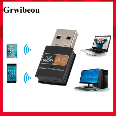Grwibeou-Adaptateur récepteur WiFi USB sans fil 2.4G 5G bande touristique 600Mbps HZ PC