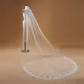 Tyys Mariage-Voile de Mariage à Bords en Dentelle Blanc Ivoire pour Femme Accessoire de 3 m Long