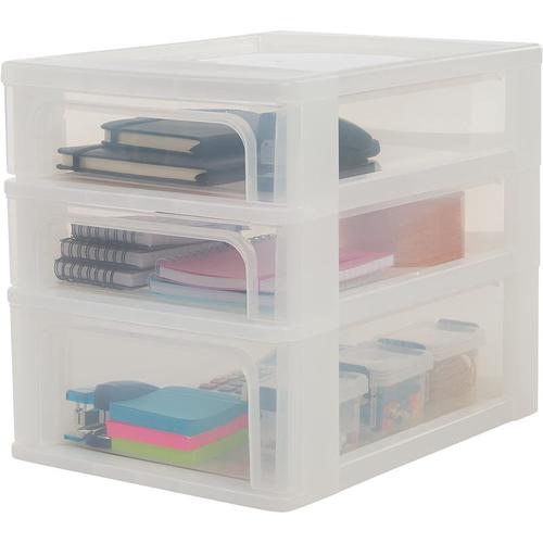 Iris Ohyama - Schubladenschrank, Schubladencontainer, 3 Schubladen (2 x 4L + 1 x 7L), Format A4,