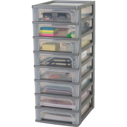 Schubladenschrank, Schubladencontainer, 8 Schubladen mit 4 l, Format A4, durchsichtige Schubladen,