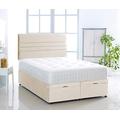 Ottoman Bed Side Lift Plush Velvet Base with Memory Orthopaedic Mattress and Verona HEADBOARD by Comfy Deluxe LTD (Cream, 4FT6 Double)