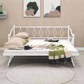 Red Barrel Studio® Twin Size Metal Daybed w/ Pop Up Trundle Metal in White | 35 H x 40 W x 77 D in | Wayfair EBBC6021CF6546B1B42A2A5F91CF28FD