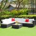 Costway 7PCS Patio Rattan Furniture Set Sectional Sofa Cushioned - 28.5" x 28.5" x 12.5"