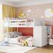 Full over Full Bunk Bed Bedroom Solid Wood Kids' Beds with 4 Drawers and 3 Shelves, Upper Bunk Full Length Guardrail & Ladder