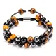 Bracelet triple protection 8/10mm hématite agate noire œil de tigre cristal de guérison perles