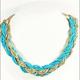 Anthropologie Jewelry | Anthropologie Beaded Necklace Bold Turquoise & Gold Boho Chic | Color: Blue/Gold | Size: Os
