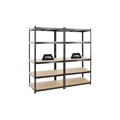 PROREGAL Mega Deal | 2x Schwerlastregal TAURUS | HxBxT 180x90x60 cm | Fachlast 175kg | Schwarz | Stecksystem Lagerregal Regalsystem 2 Stk. Image