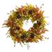 Nearly Natural 32 Fall Hydrangea Ranunculus and Maple Leaf Autumn Artificial Wreath Orange