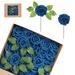 Artificial Foam Rose Flowers 25 Pcs Fake Roses DIY Bouquets Boutonnieres with Leaves and Stems for Wedding Bridal Shower Banquet Party Centerpieces Decor (Navy Blue)