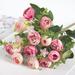 TureClos Artificial Flower Bouquet Home Office Desktop Silk Cloth Fake Floral Decor Rose Bud Bouquet Dark Pink