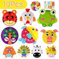 EIMELI 10 Pack Toddler Crafts Paper Plate Art Kit Arts and Crafts for Kids Boys Girls Preschool Easy Animal Plate Craft DIY Projects Supply Kit Creative Home Activity Party Groups Gift (Set A)