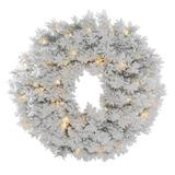 Vickerman 24 Flocked Alaskan Pine Artificial Christmas Wreath Warm White Dura-lit LED Mini Lights - Faux Pine Christmas Wreath - Seasonal Indoor Home Decor