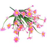 Pink Artificial Flowers Fake Dried Plants & The Holder Flower Plastic Faux Daisy Wildflowers Indoor Outside Garden Decor