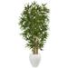 Nearly Natural 5ft. Bamboo Artificial Tree in Oval White Planter