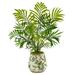 Nearly Natural 18 Plastic/Polyester Mini Areca Palm Artificial Plant in Floral Vase Green